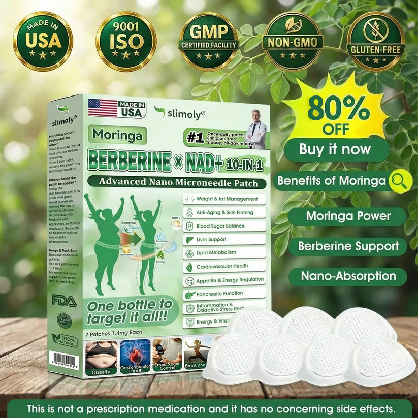 Official Store | 🧑‍⚕️🩺 Slimoly® Moringa · Berberine × NAD+ 10-in-1 Advanced Nano Microneedle Patch — Once Daily, Visible Results in 7 Days